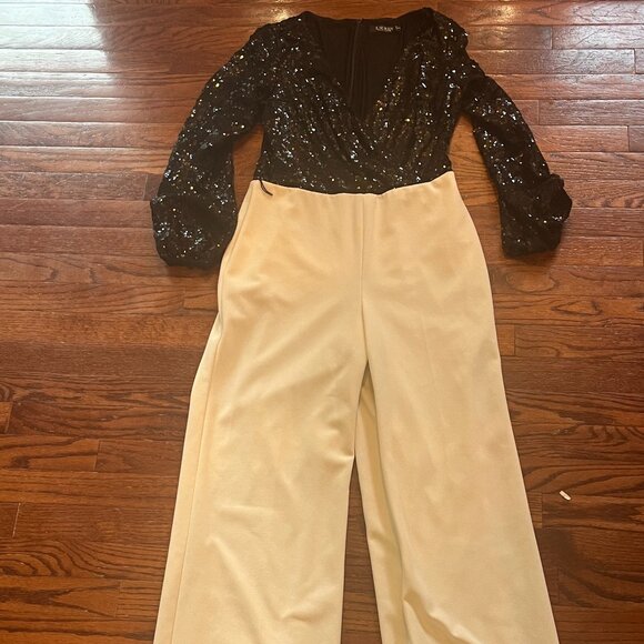Ralph Lauren Sequin Crepe Wide Leg Jumpsuit, Size 6 - Picture 3 of 14